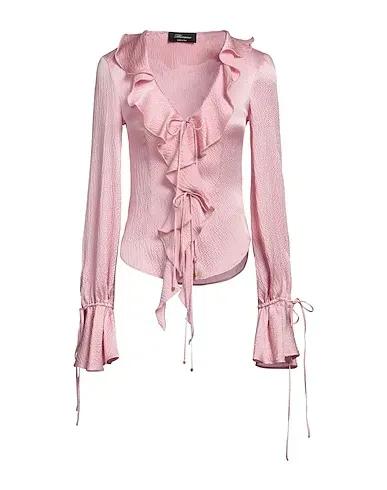 Pastel pink Satin Solid color shirts & blouses