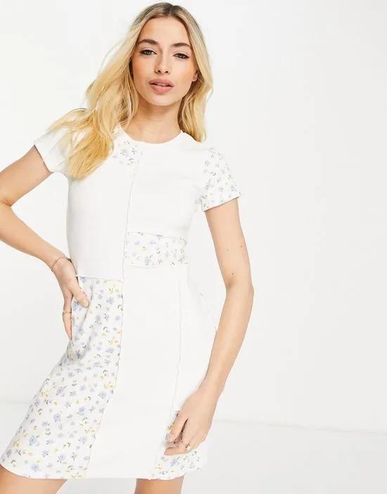 patchwork dress in white
