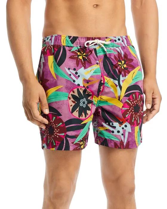Patchwork Print Swim Trunks