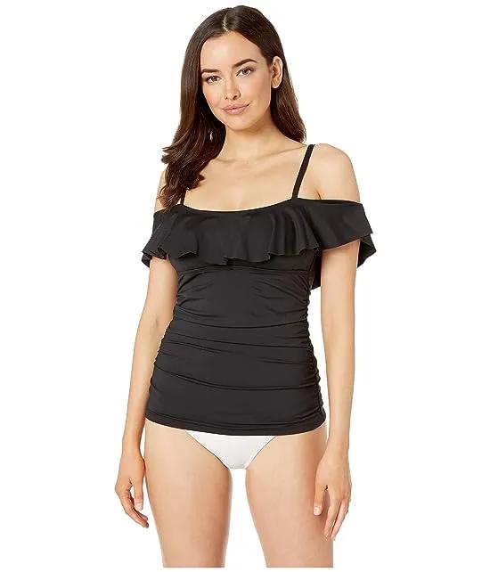 Pearl Over the Shoulder Flounce Tankini