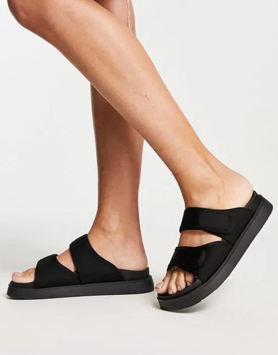 Penelope velcro footbed sandals in black