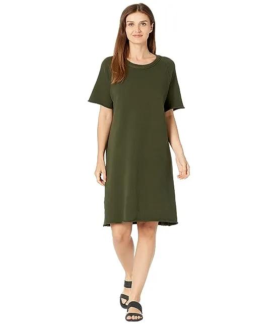 Petite Crew Neck Dress In Organic Cotton French Terry
