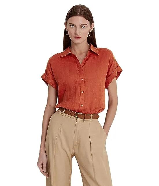 Petite Linen Short Sleeve Shirt