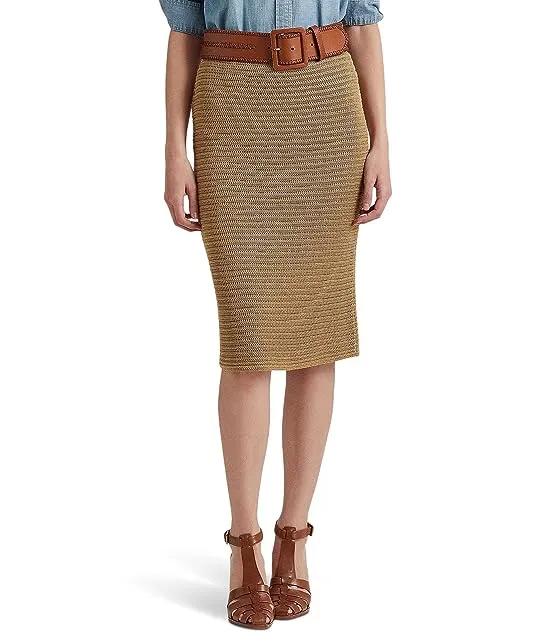 Petite Metallic Cotton-Blend Knit Pencil Skirt