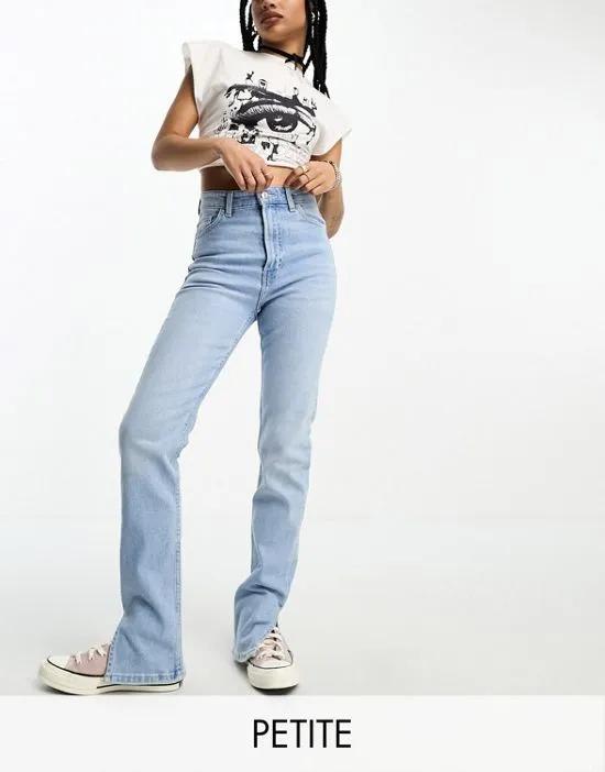 Petite slit hem jeans in light blue