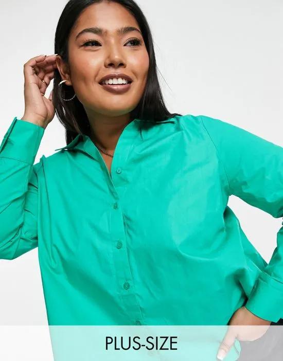 Pieces Curve open back shirt in bright green