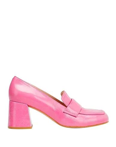 Pink Leather Loafers PATENT LEATHER HEELED LOAFER
