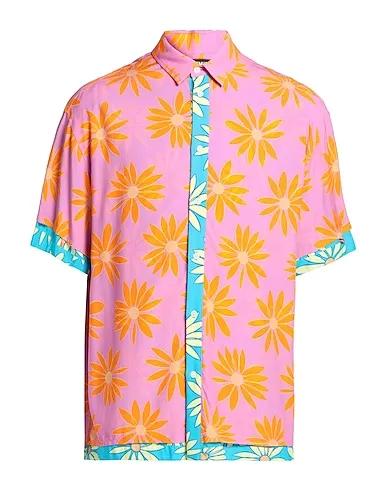 Pink Plain weave Patterned shirt