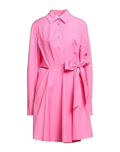 Pink Plain weave Shirt dress
