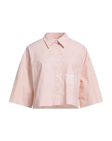 Pink Plain weave Solid color shirts & blouses