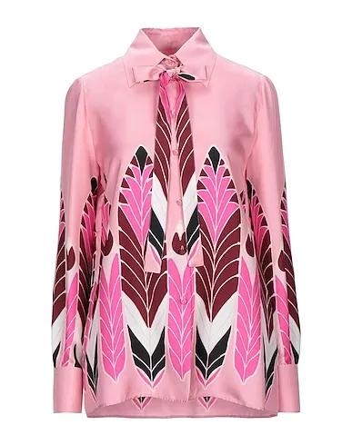 Pink Satin Patterned shirts & blouses