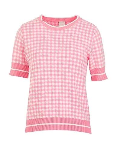 Pink Sweater ORGANIC COTTON VICHY S/SLEEVE KNIT SWEATER
