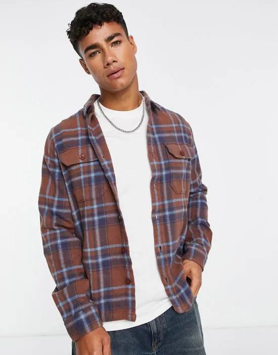 plaid overshirt in burnt orange