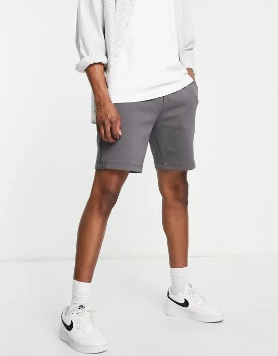 pleat front jersey shorts in gray