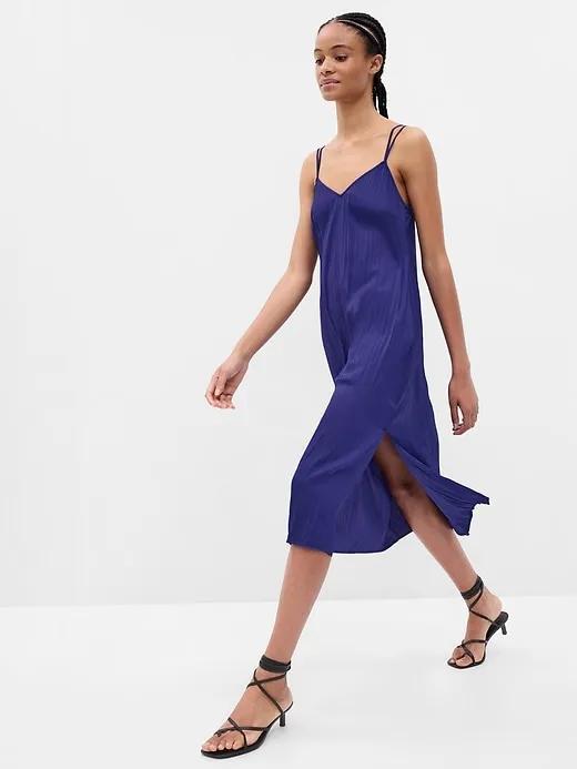 Pleated Midi Slip Dress