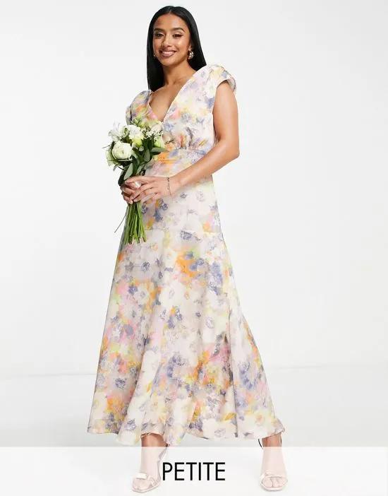 plunge front maxi dress in soft ditsy floral