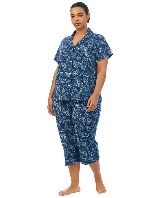 Plus Size 2-Pc. Cropped Pajamas Set