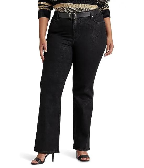 Plus Size Coated Denim High-Rise Boot Jeans in Black Wash
