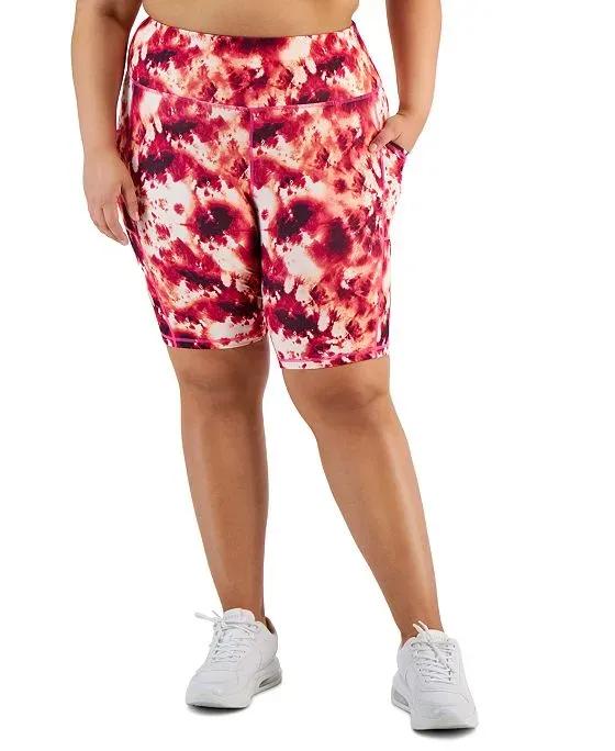 Plus Size Compression High-Rise Bike Shorts, Created for Macy's