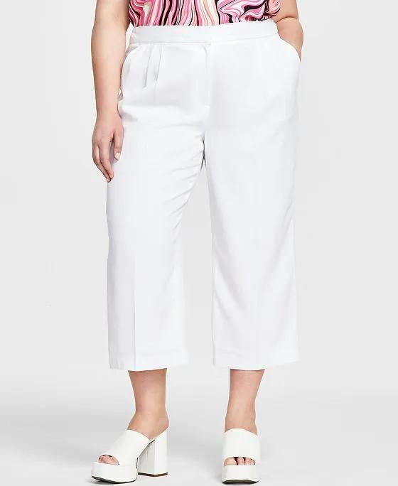 Plus Size Crepe Wide-Leg Ankle Pants, Created for Macy's