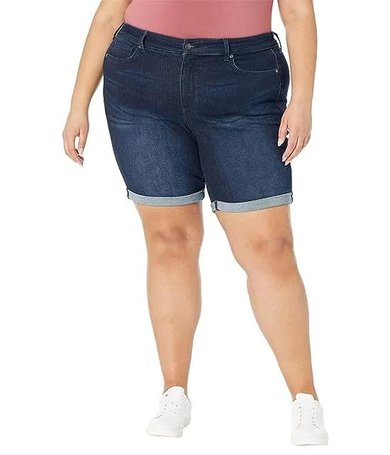 Plus Size Ella Shorts Cuffed w/ Heart Embroidered in Rapture