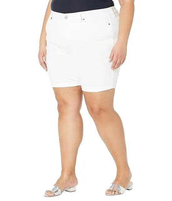 Plus Size Ella Shorts w/ 1" Cuff in Optic White