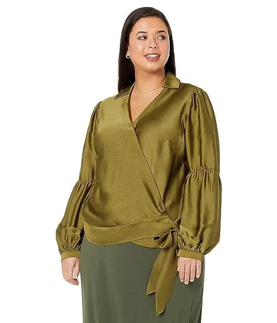Plus Size Hammered Satin Wrap Top