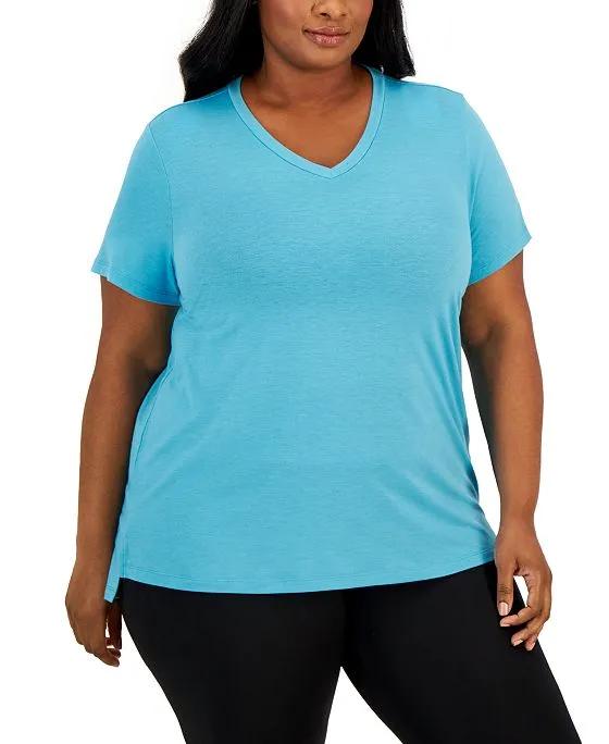 Plus Size High-Low V-Neck T-Shirt, Created for Macy's