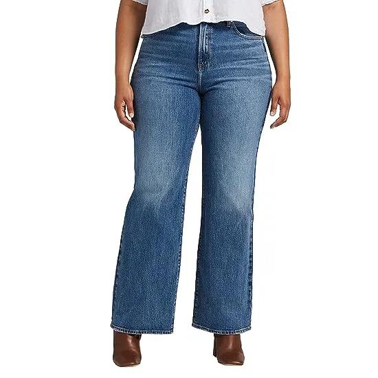 Plus Size Highly Desirable High-Rise Trouser Leg Jeans W28918RCS398