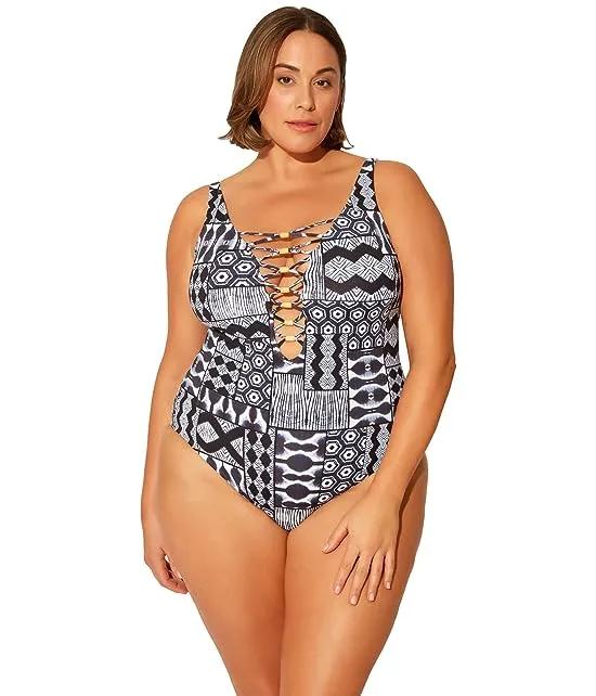 Plus Size Island Time Lace Down Off-the-Shoulder Mio
