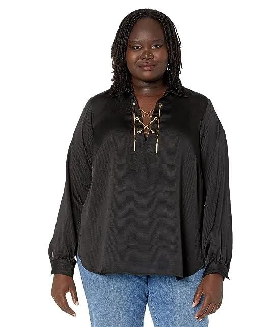 Plus Size Lace-Up Chain Top