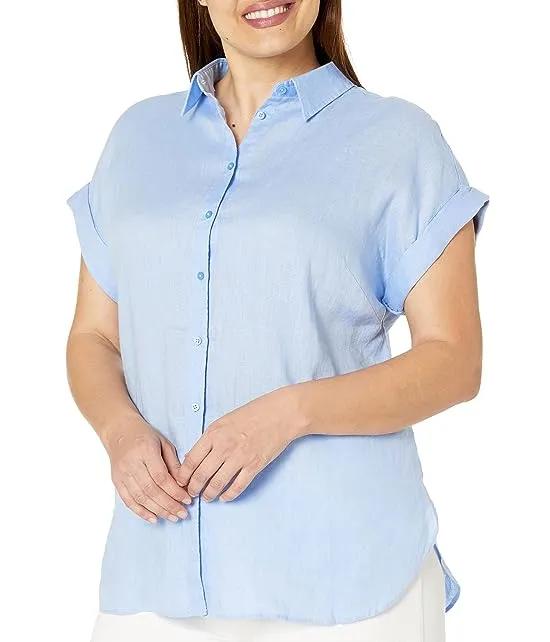 Plus Size Linen Dolman-Sleeve Shirt