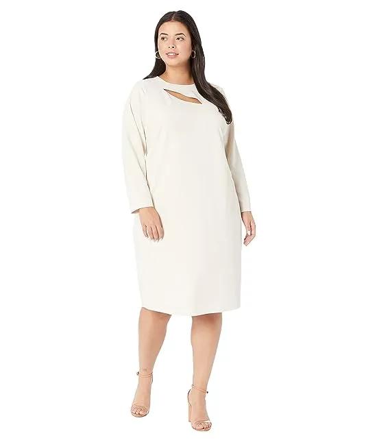 Plus Size Long Sleeve Cutout Midi Dress