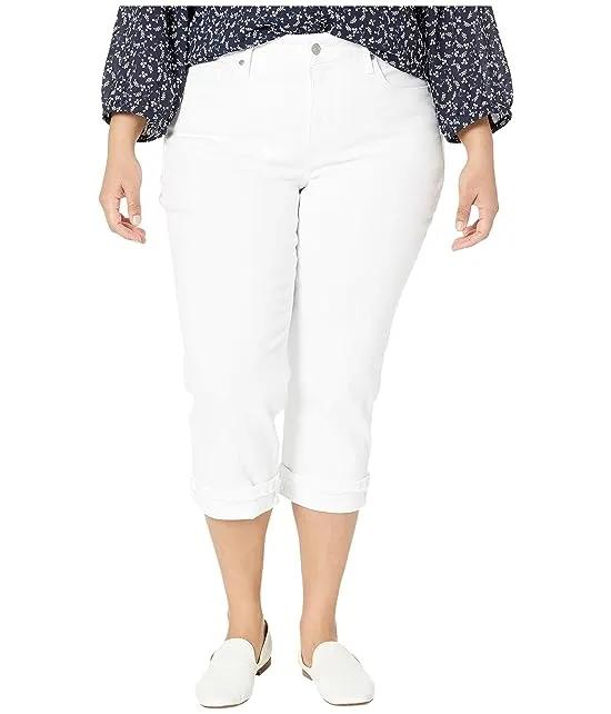 Plus Size Marilyn Crop with Frayed Cuffs in Optic White