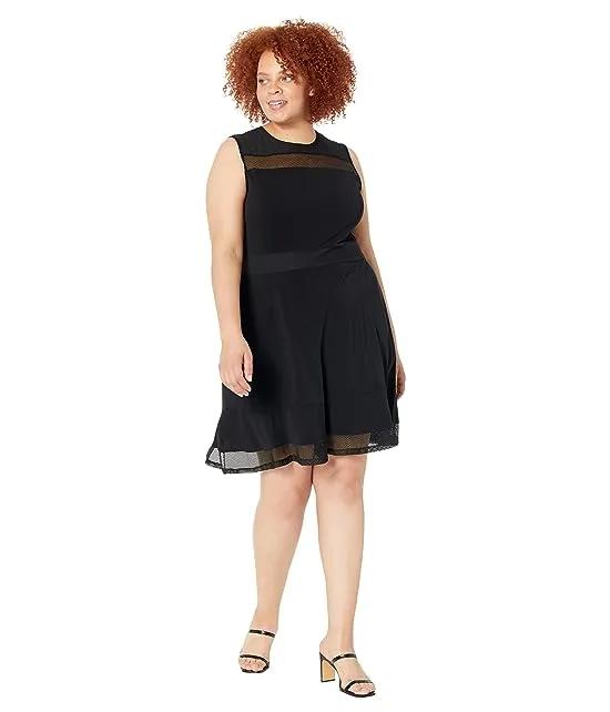 Plus Size Mesh Mix Fit-and-Flare Dress