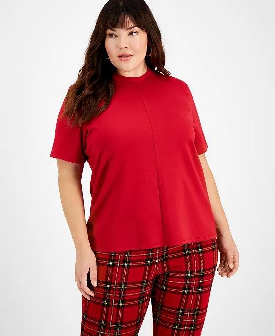 Plus Size Mock Neck Top, Created for Macy's