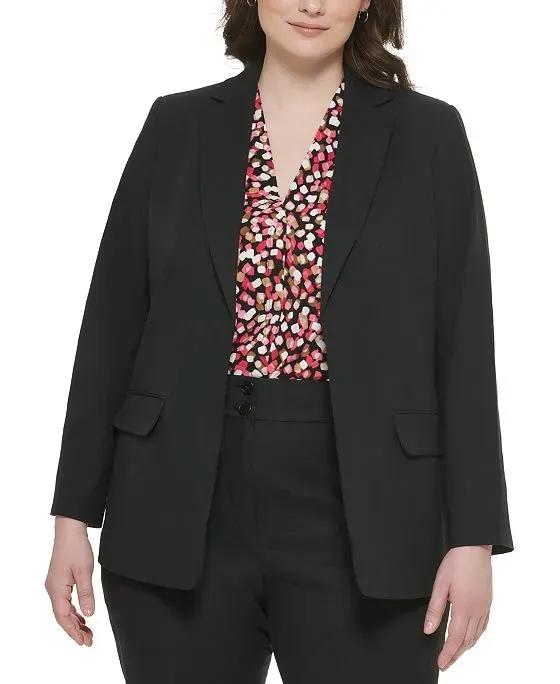 Plus Size Notched-Collar Open-Front Blazer