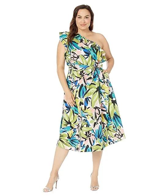 Plus Size One Shoulder Midi with Ruffle