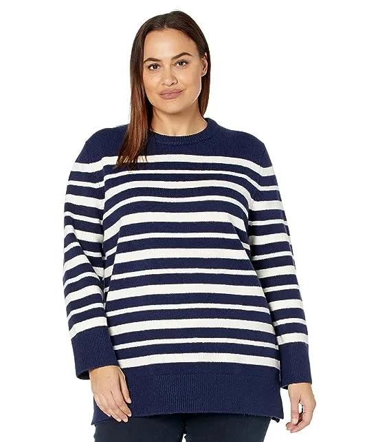 Plus Size Pointelle Pullover in Varigated Stripe