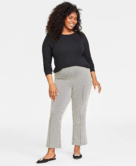 Plus Size Ponté-Knit Kick-Flare Ankle Pants, Regular and Short Length, Created for Macy's