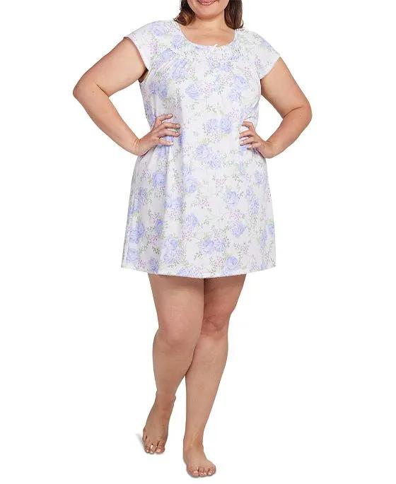 Plus Size Printed Short-Sleeve Nightgown