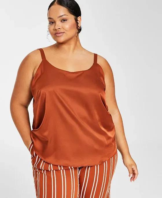 Plus Size Scoop-Neck Satin Camisole, Created for Macy's