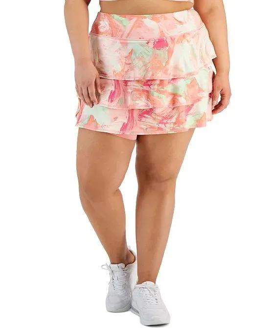 Plus Size Scratched Paint Flounce Skort, Created for Macy's