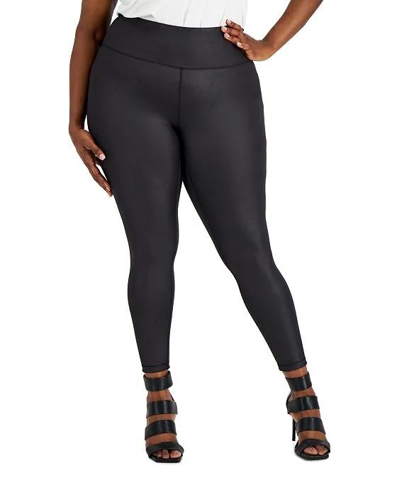 Plus Size Shine Compression Leggings, Created for Macy's