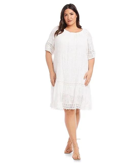 Plus Size Short Sleeve Embroidered Dress