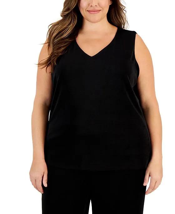 Plus Size Sleeveless V-Neck Pullover Knit Top