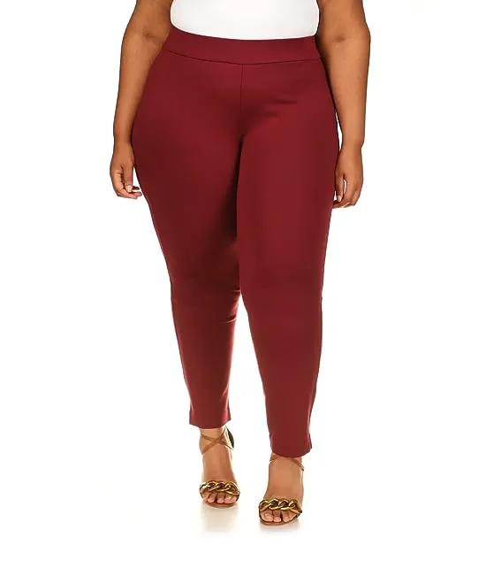 Plus Size Solid Pull-On Trousers