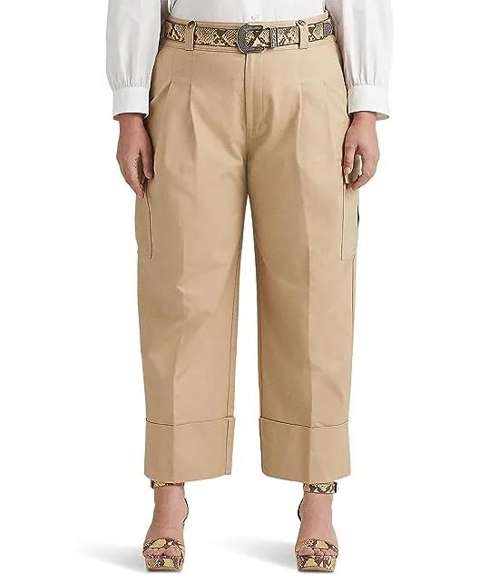 Plus Size Stretch Cotton Cropped Cargo Pants