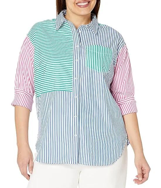 Plus Size Striped Cotton Broadcloth Shirt