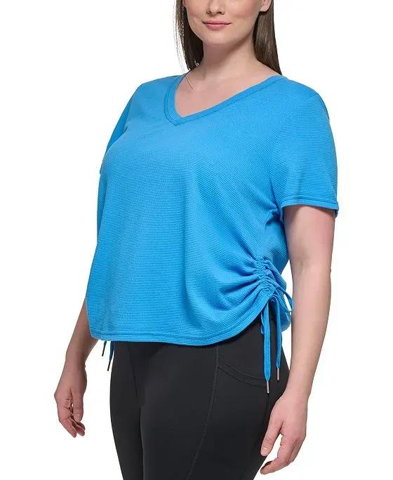 Plus Size Textured Side Ruched T-Shirt